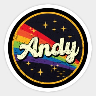 Andy // Rainbow In Space Vintage Grunge-Style Sticker